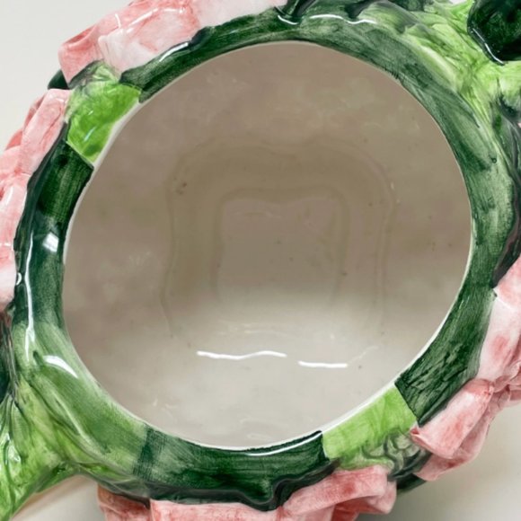 Vintage Cottage Core Embossed Ceramic Flower Basket Pink Teapot Set Salt Shaker - Picture 8 of 10